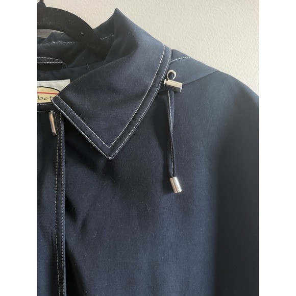 Talbots Navy Hooded Utility Jacket Women's Large Zip Front Drawstring Waist - Picture 5 of 16